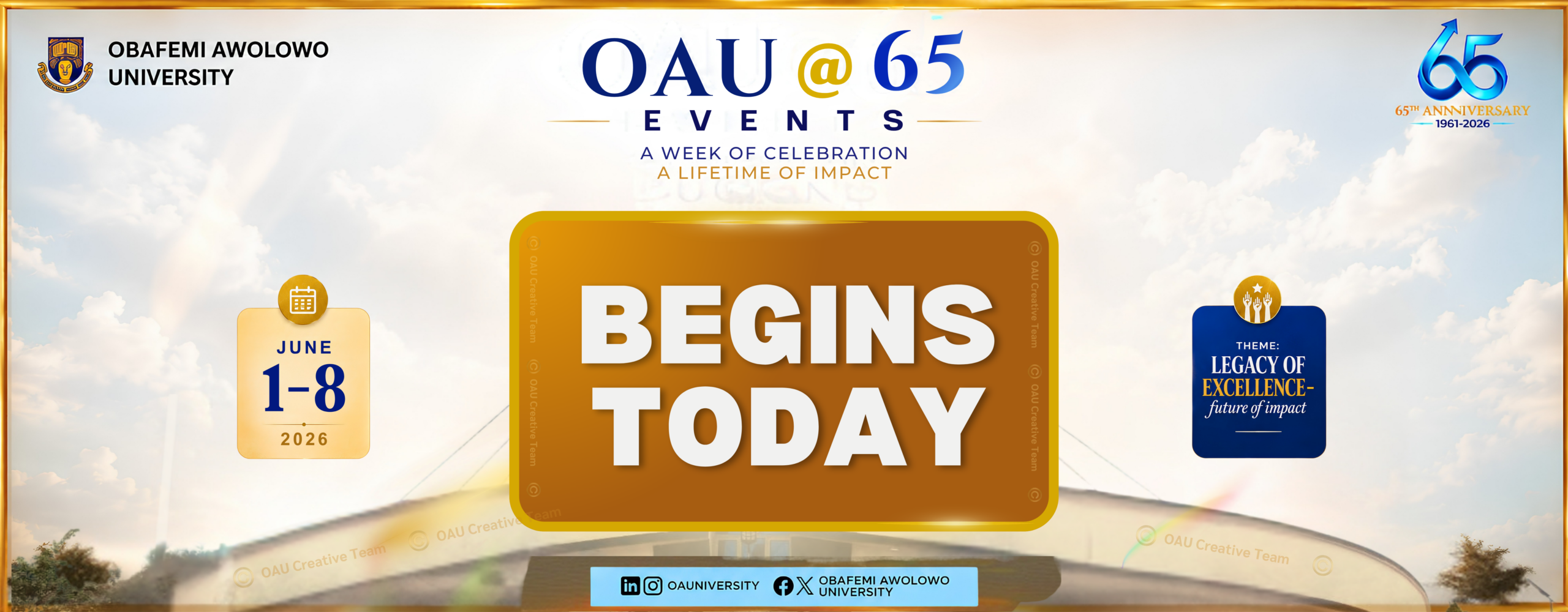 OAU @ 65 - WEBSITE CT BEGINS TODAY